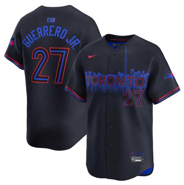 Men%27s Toronto Blue Jays #27 Vladimir Guerrero Jr. Black 2024 City Connect Limited Stitched Baseball Jersey Dzhi